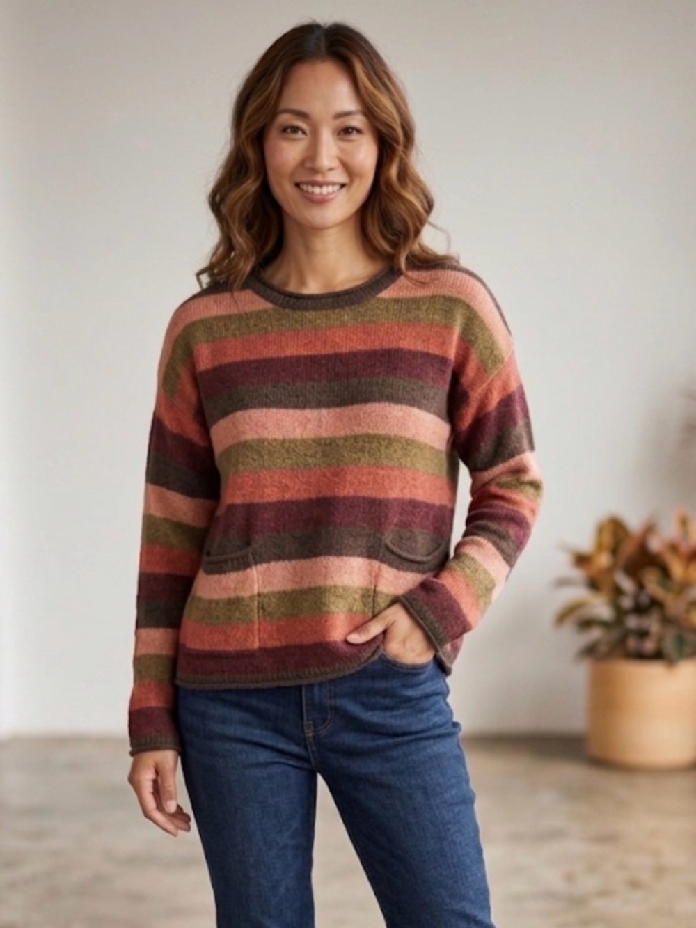 Madewell Striped Alpaca Blend Crewneck Sweater, Size M